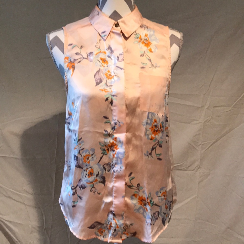 Tank top button down w sheer back